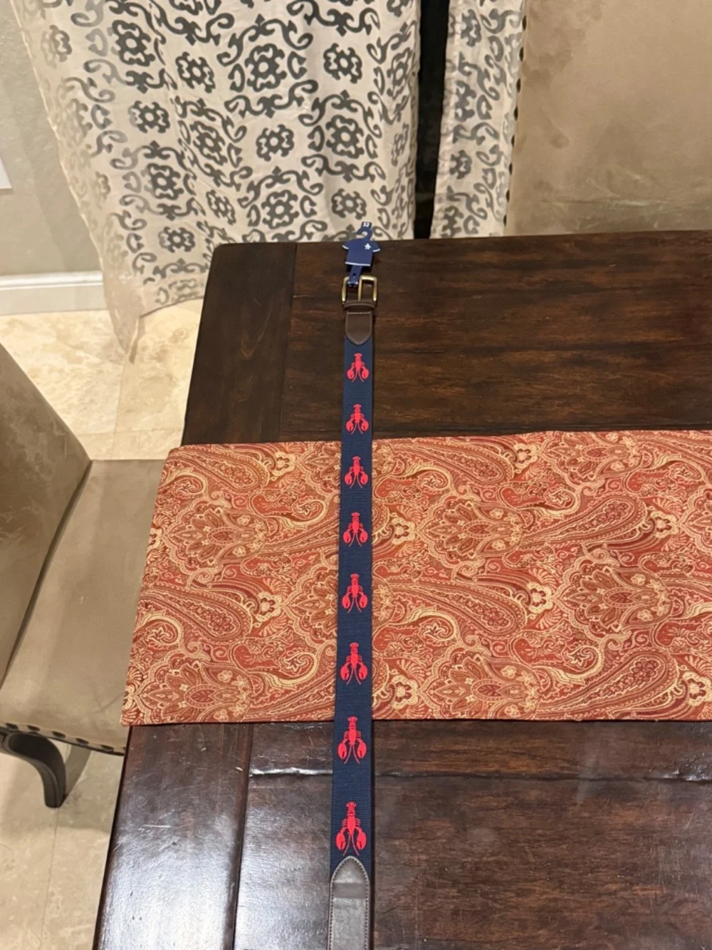 Penguin Men's Size 32 Navy/Red Lobster Belt MSRP $60